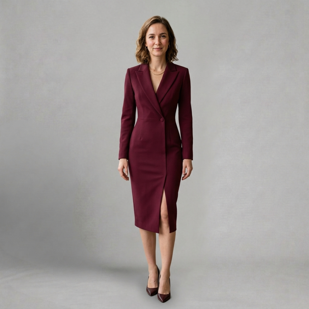 Victoria – Elegant tailored midi dress for refined occasions