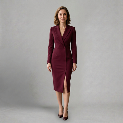 Victoria – Elegant tailored midi dress for refined occasions