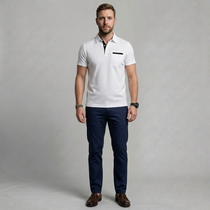 Theo – Modern textured polo shirt with refined tailored fit