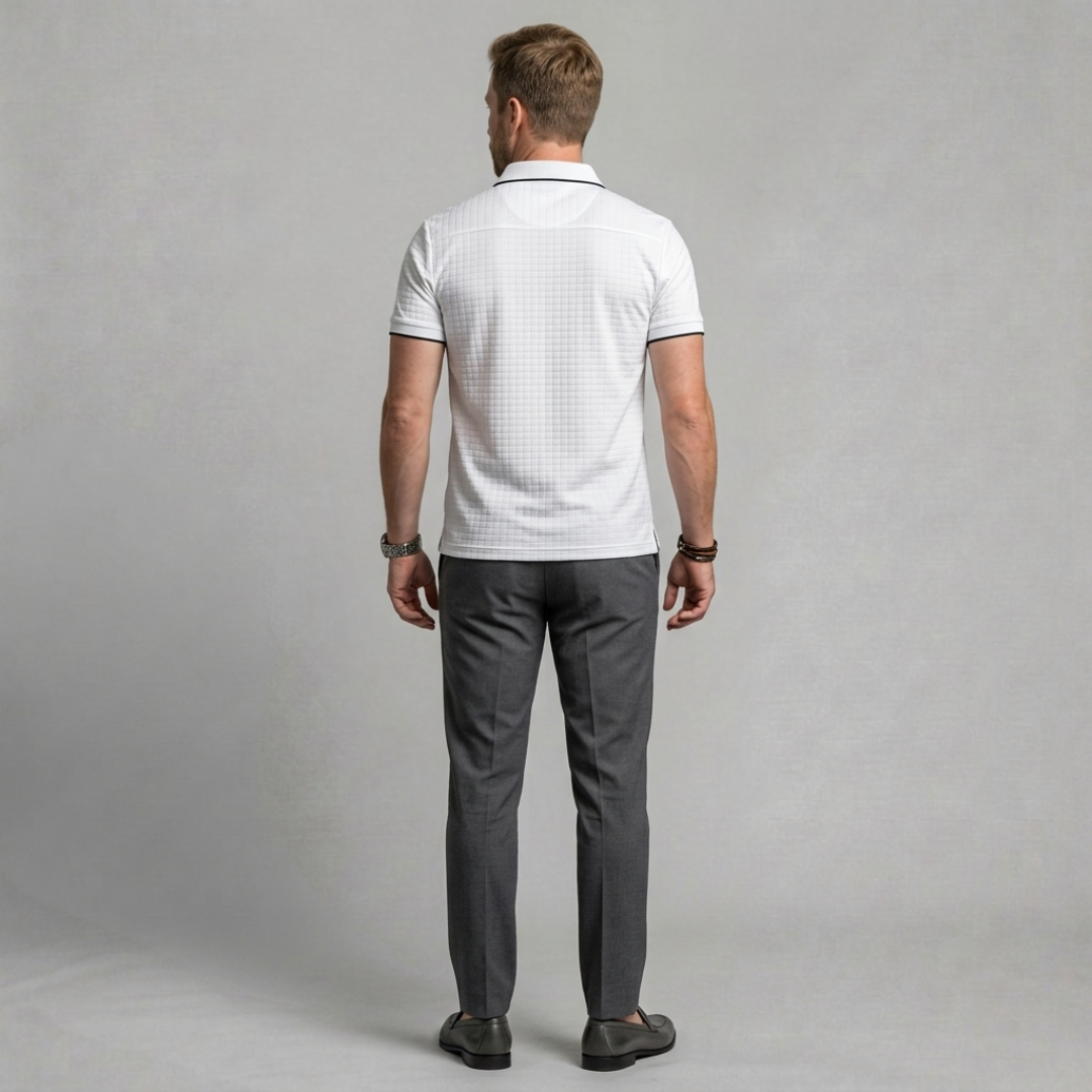 Theo – Modern textured polo shirt with refined tailored fit