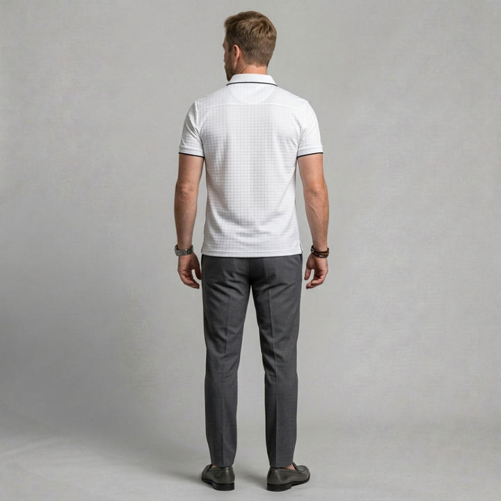 Theo – Modern textured polo shirt with refined tailored fit