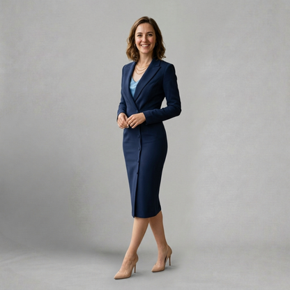 Victoria – Elegant tailored midi dress for refined occasions