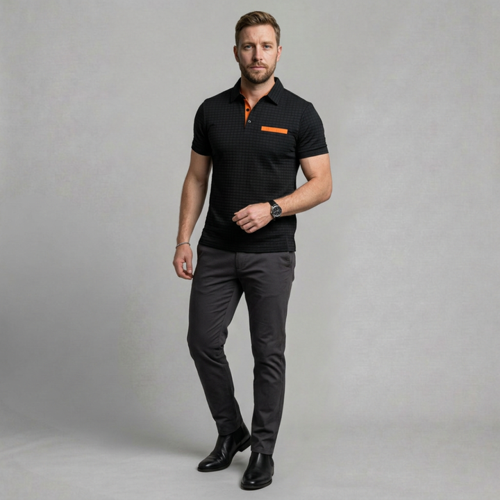 Theo – Modern textured polo shirt with refined tailored fit