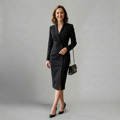 Victoria – Elegant tailored midi dress for refined occasions