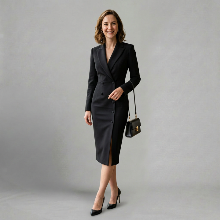 Victoria – Elegant tailored midi dress for refined occasions