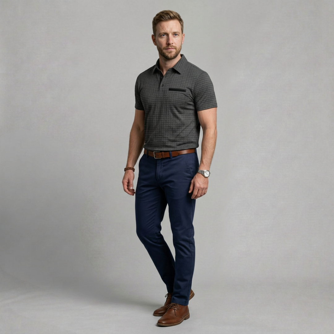 Theo – Modern textured polo shirt with refined tailored fit