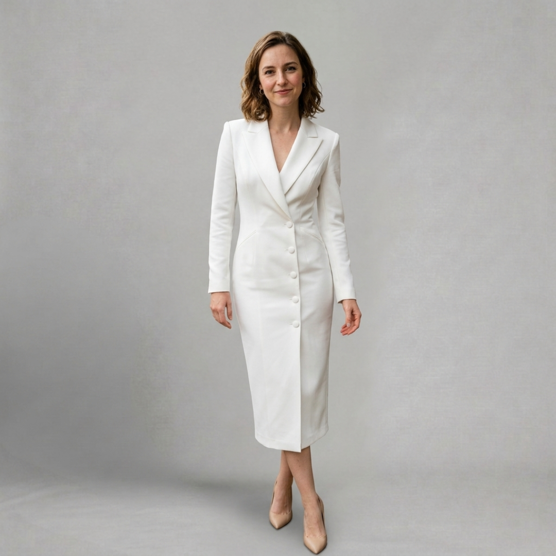 Victoria – Elegant tailored midi dress for refined occasions