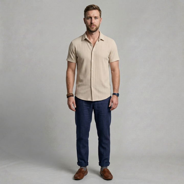 Oliver – Textured short sleeve shirt with refined modern fit