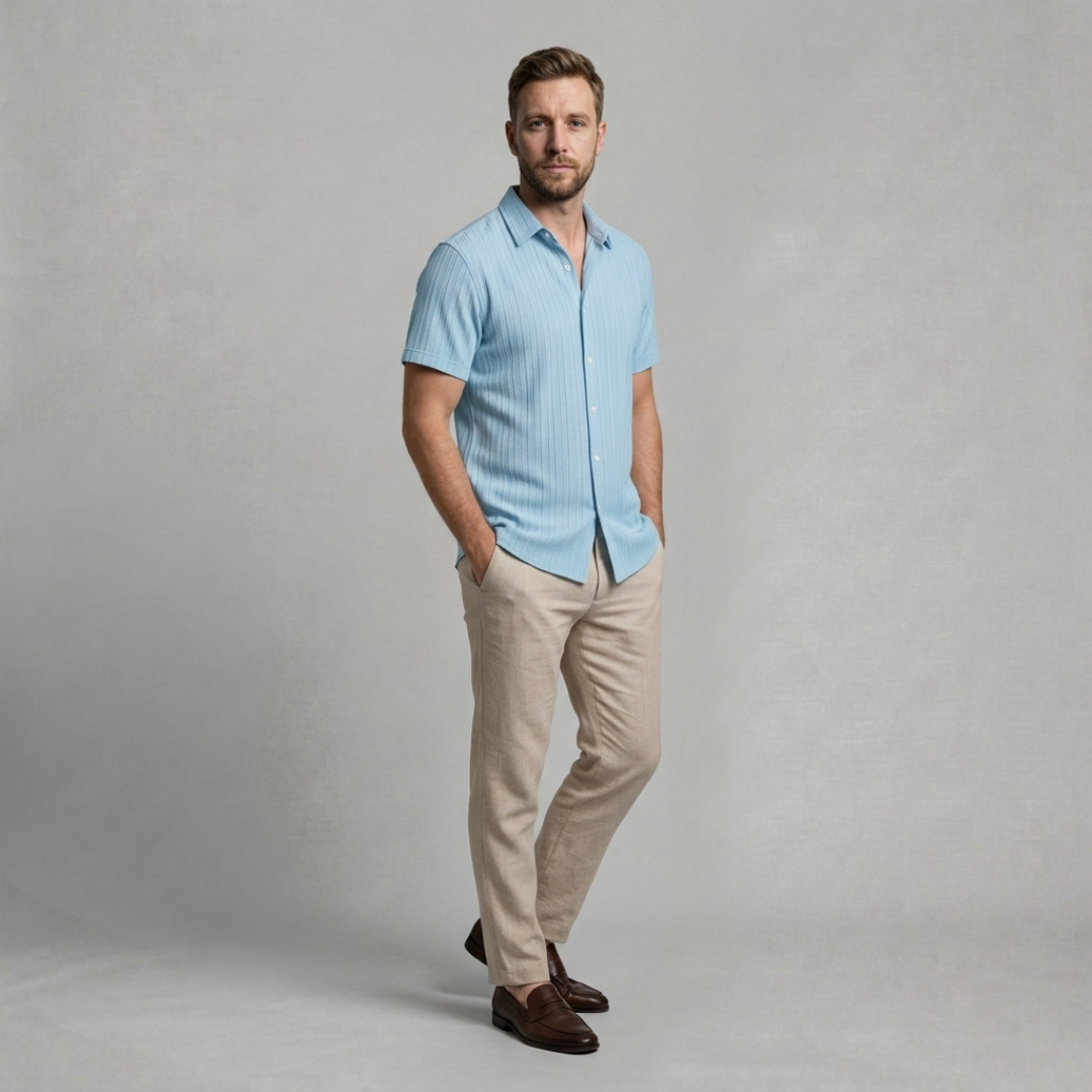 Oliver – Textured short sleeve shirt with refined modern fit